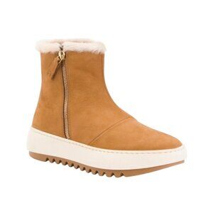 Aquatalia Alison Suede Shearling Booties In Honey Zip Closure Size 10